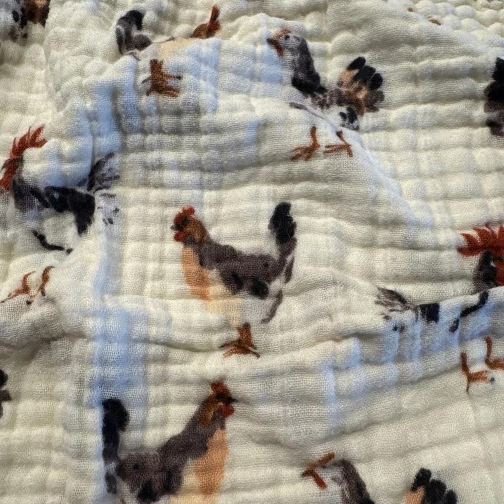 Milkbarn Bamboo Blend Chicken Print Burp Cloth Tiny‎ Lovey Country Farm Cottage